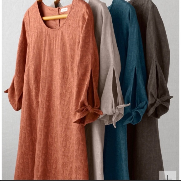 Garnet Hill Dresses & Skirts - Garnet Hill Tie Sleeve Dobby Dress 14